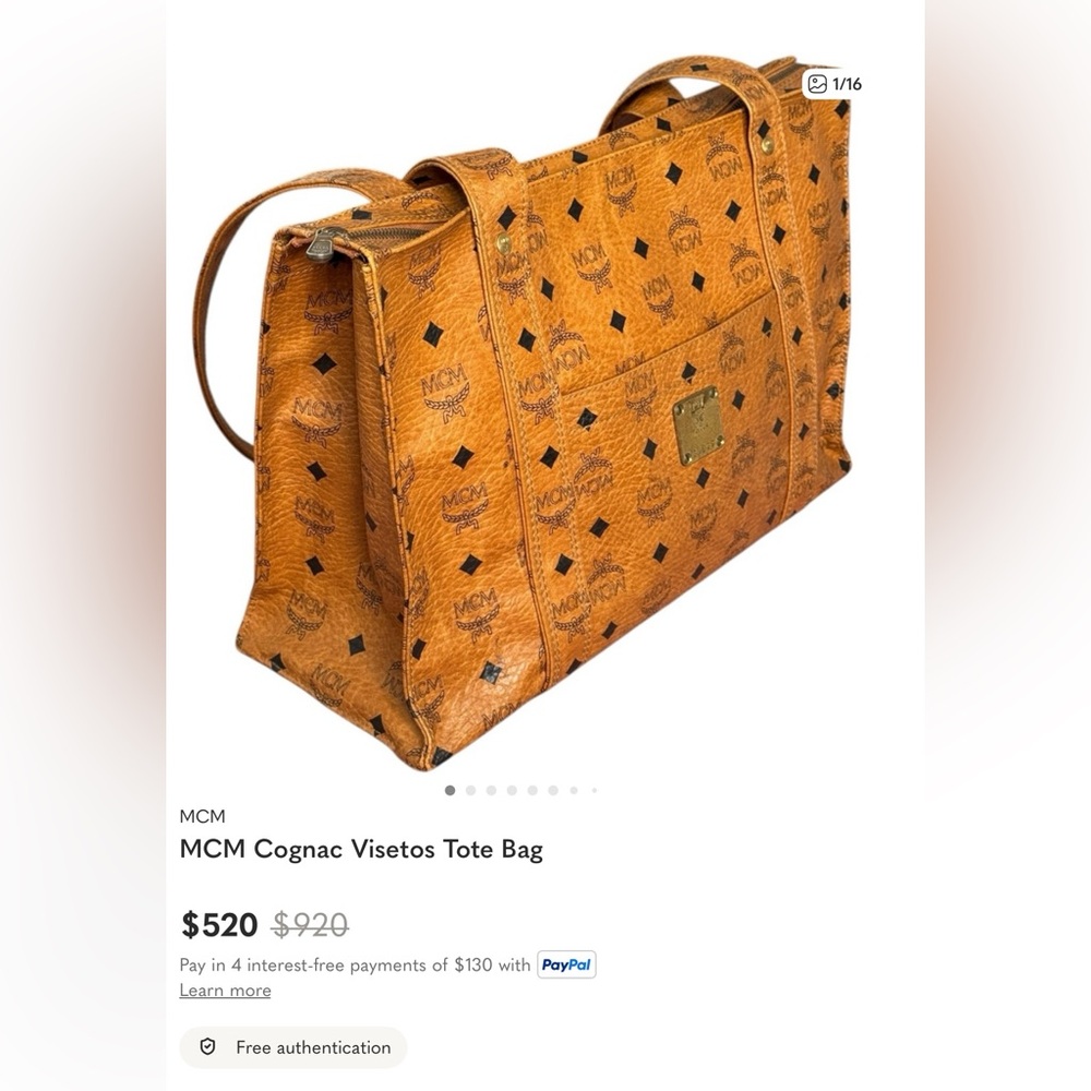 MCM Cognac Monogram Shoulder Bag